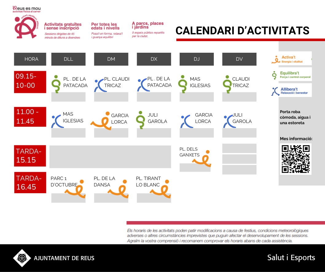 Calendari d'activitats